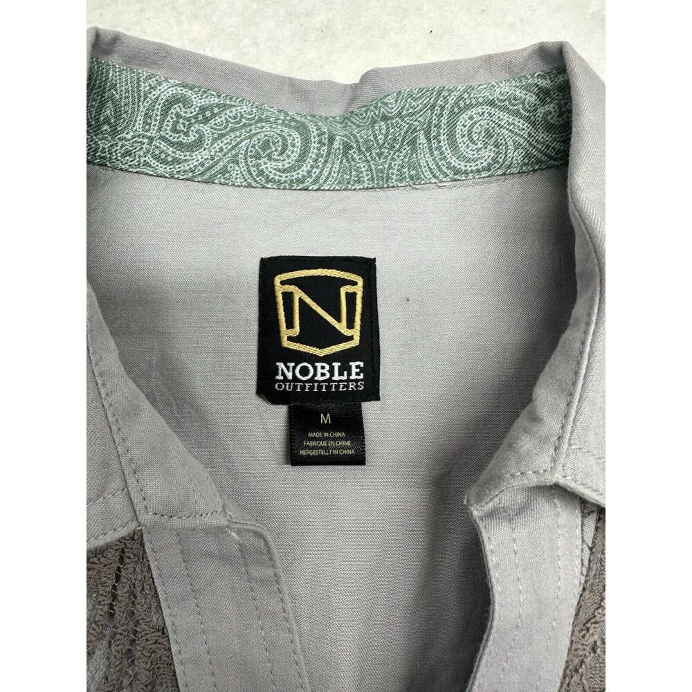 Noble Outfitters Shirt Womens Medium Long Sleeve Button Up Gray Bluegrass Lace - Picture 2 of 10
